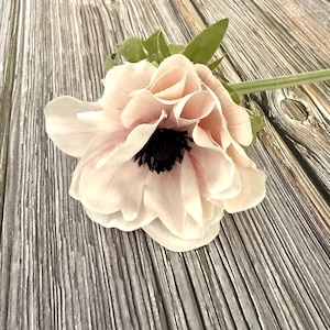 Light Pink Anemone Stem- Artificial Flowers, Silk Flower