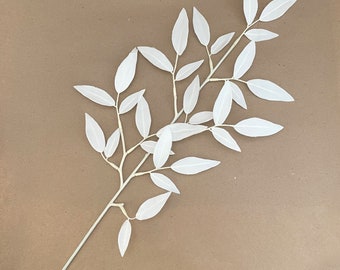 CREAM WHITE Bamboo Leaf Branch  - Artificial Leaves, Silk Leaves