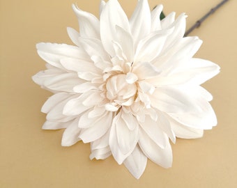 Cream White Dinner Plate Dahlia - Artificial Flower, Silk Flower - Available with Stem