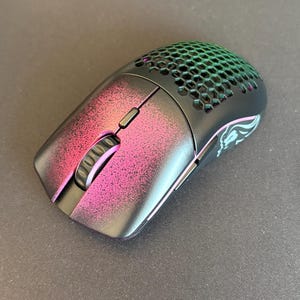 Custom Hand-Painted Model O- Mouse – Pink & Green Graffiti Design