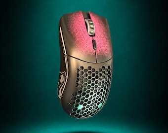 Cyberpunk Pink Green Wireless Gaming Mouse | Custom Painted Lightweight RGB Mouse