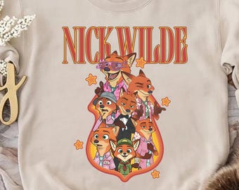 Vintage 90s Nick Wilde Shirt, Zootopia 2 Tee, Disney Family Trip Sweatshirt, Disneyland Vacation Gift, Retro Zootropolis Sly Fox Fan Top