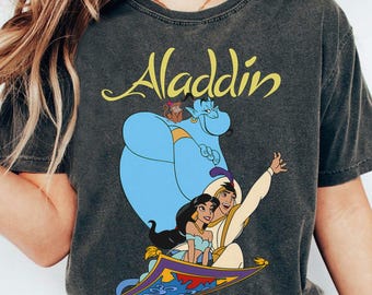 Aladdin Vintage Group Jasmine, Genie, Abu Custom T-shirts for Men