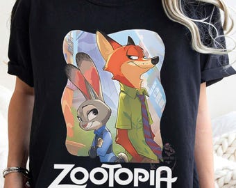 Camiseta retro de parejas de Disney Zootopia, camisetas de Nick Wilde y Judy Hopps, camiseta de Disneyworld, camiseta de viaje familiar a Disneyland, camiseta de regalo de cumpleaños