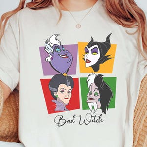 Retro Disney Bad Witch Evil Queen T-shirt, Disney Villains Maleficent Cruella Ursula Shirts, Disneyland Family Trip Shirt, Birthday Gift Tee