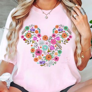 Disney Mickey Floral T-shirt, Minnie Ears Flowers Shirts, Disneyworld Shirt, Disney Floral, Disneyland Family Trip Shirt, Birthday Gift Tee