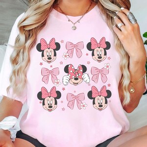 Vintage Disney Minnie Coquette Pink Bow T-shirt, Minnie Mouse Shirts, Birthday Gift Tee, Disneyworld Shirt, Disneyland Family Trip Shirt