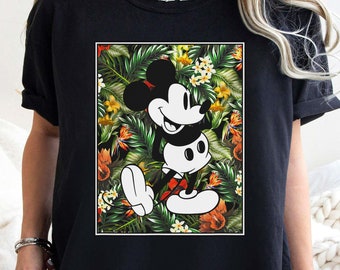 Camiseta retro clásica de Mickey Mouse de Disney, camisetas con poses tropicales de Mickey, camisetas de regalo de cumpleaños, camisetas de Disneyworld, camisetas de viaje familiar a Disneyland