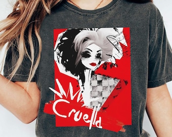 Disney Bösewichte Cruella 101 Dalmatiner T-Shirt, Cruella De Vil Fashion Shirts, Geburtstagsgeschenk Tee, Disneyworld Shirt, Disneyland Familienausflug