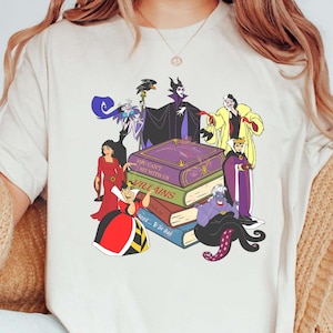 Retro Disney Villains Book T-shirt, Maleficent Ursula Evil Queen Shirts, Disneyworld Shirt, Disneyland Family Trip Shirt, Birthday Gift Tee