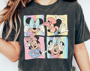 T-shirt retrò Disney Minnie Mouse, magliette Minnie Mouse Bow Collage Besties, maglietta regalo di compleanno, maglietta Disneyworld, maglietta viaggio in famiglia a Disneyland