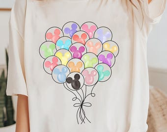 Camiseta divertida con globo y orejas de Mickey de Disney, camisetas del lugar más feliz de la Tierra, camiseta de regalo de cumpleaños, camiseta de Disneyworld, camiseta de viaje familiar a Disneyland