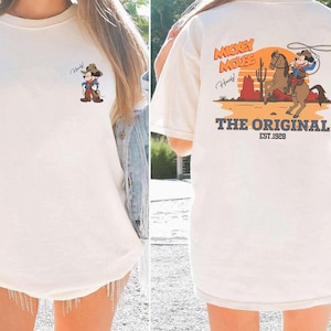 Vintage Mouse Cowboy Shirt, The Original Western Theme Park Outfit, Retro Desert Sunset Graphic, Frontier Rodeo Vacation, Two Sided Tee