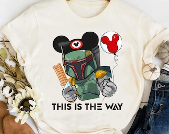 Disney Star Wars mandalorianisches Micky Ohr-T-Shirt, dies ist der Weg, Geburtstagsgeschenk-T-Stück, Disneyworld-Geschenk, Disneyland-Familienreise-Hemd