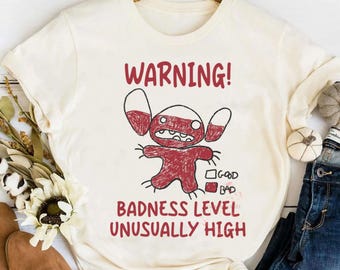 Disney Stitch 626 Warning Badness T-shirt, Lilo And Stitch Badness Level Shirts, Disneyworld Shirt, Disneyland Family Trip, Birthday Gift