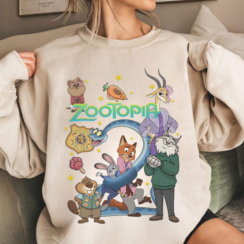 Zootopia 2 Filmen Squad T-shirt, Nick Wilde Judy Hopps T-shirt, Disney familjesemester presenttröja, Disneyland Animal Kingdom T-shirt bild 1