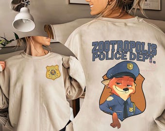 T-shirt med Zootropolis-märke på två sidor, Retro Disney Zootropolis-skjortor, Disneyworld-skjorta, Disneyland-skjorta för familjen, födelsedagspresent