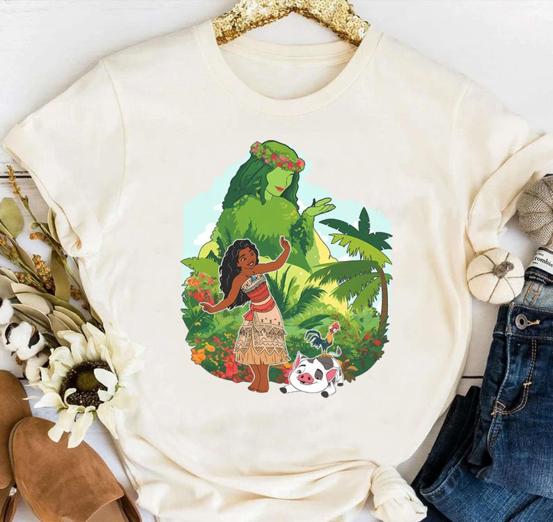 Camiseta de Moana y Te Fiti, Camiseta de Pua Heihei, Camiseta de vacaciones tropicales de Disney, Camiseta de viaje a Disneyland, Top de isla polinesia, Conjunto para Magic Kingdom imagen 2