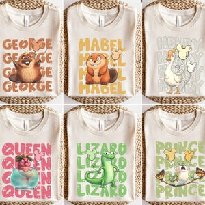 Koszulka rodzinna Disney Pixar Hoppers Trip, koszulka z balonem King George Beaver Mickey, strój wakacyjny Stacked Name Magic Kingdom, pasująca drużyna