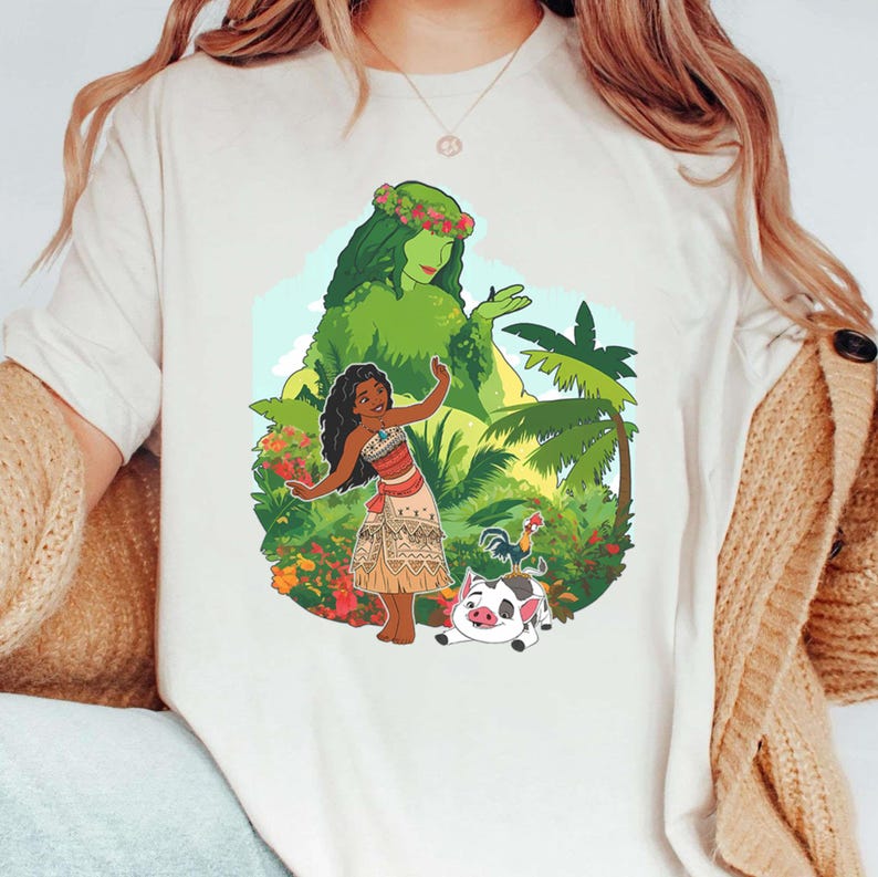 Camiseta de Moana y Te Fiti, Camiseta de Pua Heihei, Camiseta de vacaciones tropicales de Disney, Camiseta de viaje a Disneyland, Top de isla polinesia, Conjunto para Magic Kingdom imagen 6