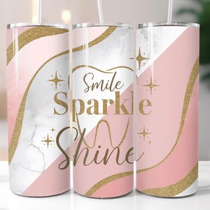 Dentista sem costura design de mármore rosa copo wrap 20 oz copo fino dente dentes sublimação design digital download PNG, copo odontológico