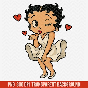 Betty Boop PNG Marilyn Monroe | Retro Cartoon Girl Clipart | Cute Vintage Betty Boop Art| Blowing KissPNG | Digital Download