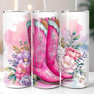 Pink Cow Girl Seamless Tumbler Wrap 20 oz Skinny Tumbler Sublimation Design Digital Download PNG Digital, Western Life Tumbler Wrap