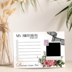 Lista de deseos de cumpleaños para niños, plantilla imprimible, lista de deseos de cumpleaños para niños, lista de deseos, lista de ideas para regalos de cumpleaños
