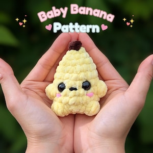 Virkmönster för babybananer utan sömnad | Amigurumi för nybörjare i PDF-format | Kawaii matplysch | Enkel virkhandledning | Omedelbar digital nedladdning