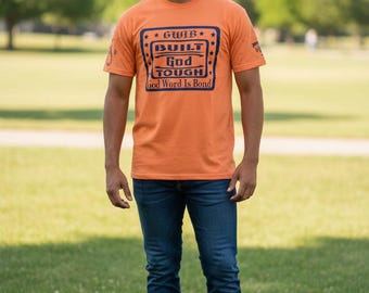 Built God Tough Christian T-Shirt, Motivational Faith Tee, Rhinestone Decorated