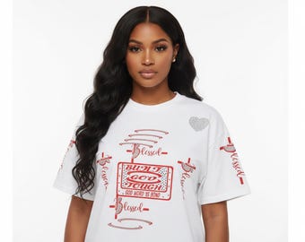 Built God Tough T-Shirt with Rhinestone Heart and Blessed Design