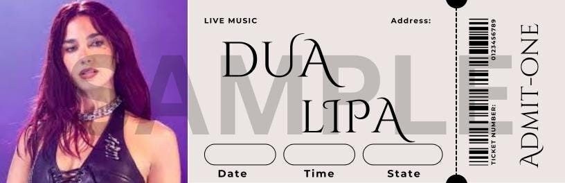 Dua Lipa Ticket - Etsy