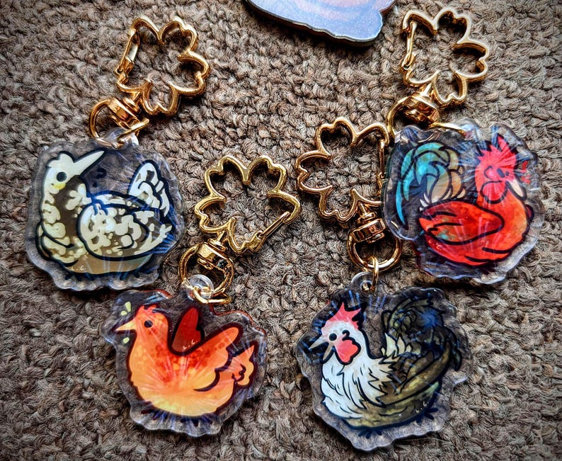 Chicken Keychain Blind Bag | Craft Animal Acrylic Accessory - Etsy