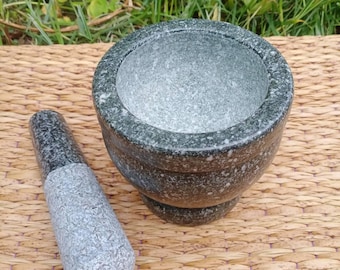 Handcrafted Thai Granite Mortar and Pestle: 4-inch Ang Sila Stone Spice Grinder