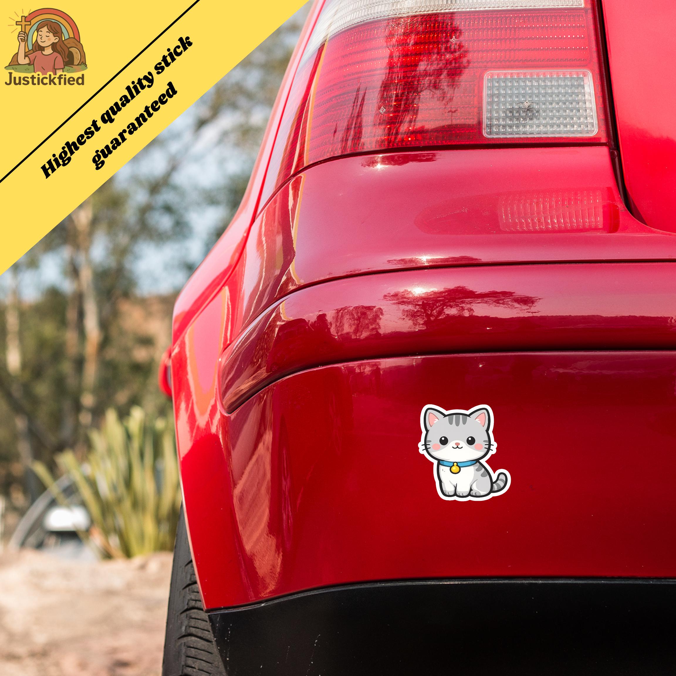 Cute Cat Sticker, Kawaii Animal Decal, Funny Vinyl Sticker, Laptop ...