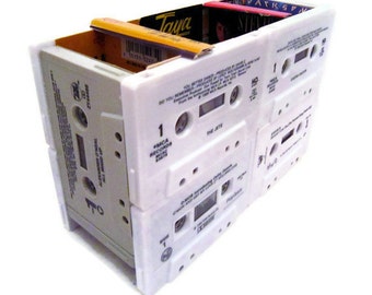 Jacksons - Rob Base - Jets - Desk Organizer from Upcycled 80's and 90's R&B / Pop Cassette Tapes