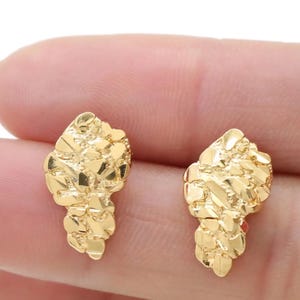 10k Gold  Nugget Stud Earrings - Push Back, Perfect for Men & Women - Available in All Sizes