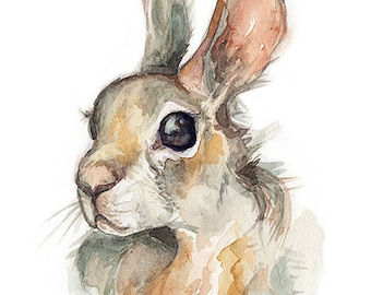 Rabbit  • 5x7, 8x10, 11x14 Giclée Print • Forest Friends Series • Woodland Nursery