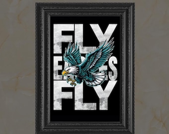 Fly Eagles Fly Print / Archivos digitales / Philadelphia Eagles / Póster del equipo de fútbol / Decoración del hogar de los Eagles / Arte mural de fútbol / Decoración de la NFL