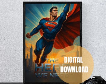 Hero-Inspired Poster – Bold Wall Art Print – Modern Superhuman Decor (Fan Art)