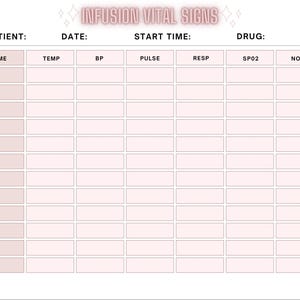 Infusion Chart Example Digital Home Infusion Vital Sign Chart, Daily Chart,goodnotes Chart ...