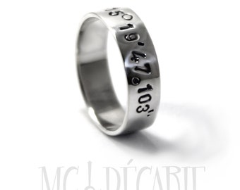 Ring band 5 mm 2 engravings included, coordinate ring, personalized text engraved, handmade in sterling silver. #J163
