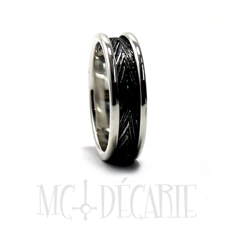 sterling silver ring one engraving also included inside #J117 personalized ring for men outside Textured ring band 7mm wide