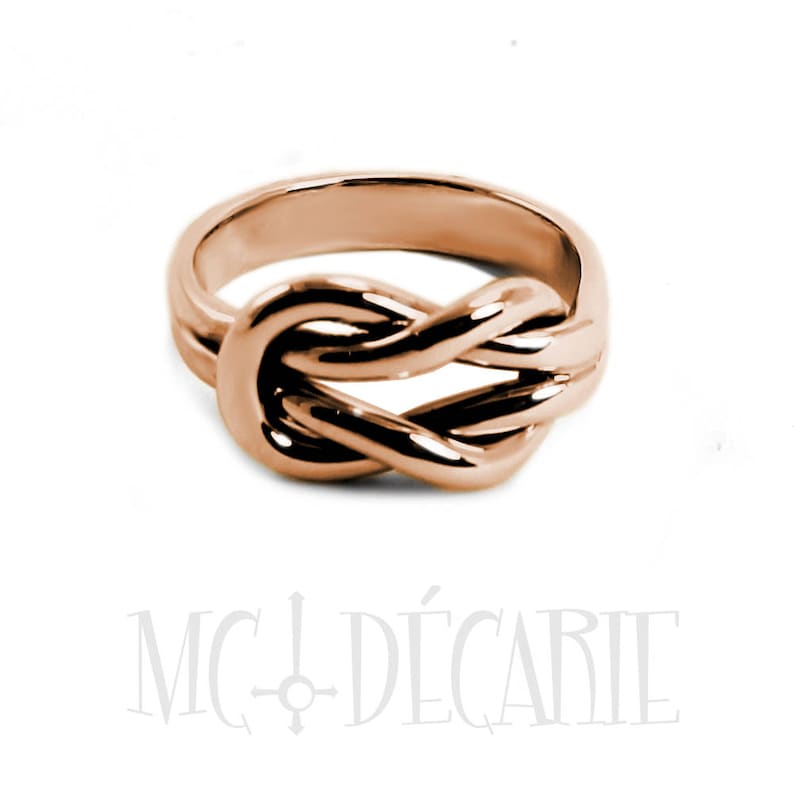double knot ring in solid gold thick knot sailor ring friendship ring Chunky 10k gold double reef knot ring with engraving space #B102
