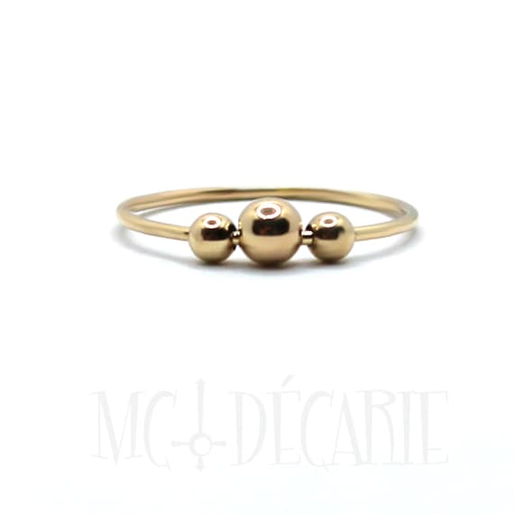 Yellow Gold Fidget Anxiety Ring Solid 10k Yellow Gold Minimalist