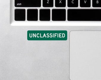 UNCLASSIFIED Green Sticker | White Text | Military Style Label | Vinyl Decal