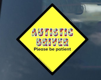 Autistic Driver Please Be Patient Car Decal | Neurodiversity Awareness Vinyl Sticker | Safe Driving Reminder | Weatherproof Vehicle Decal