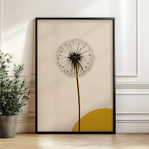 Dandelion Wall Art | Dandelion Print | Minimalist Flower Print | Neutral Wall Art | Farmhouse Decor | Boho Flower Art | Living Room Decor