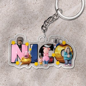 Personalized Sing Pig Cutout Keychain/Sing Pig Keychain/Sing Christmas Keychain/Custom Kids Keychain/Baby&#39;s First KeychainOHVV09