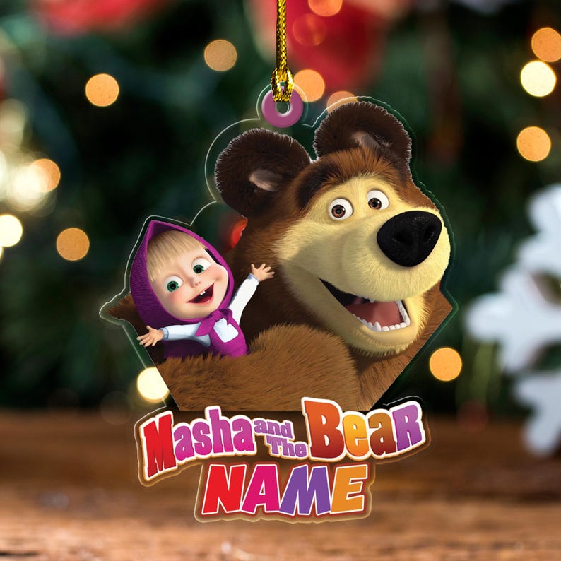 Masha Lettering Personalized Masha and the Bear Ornament/personalized Masha Bear ...